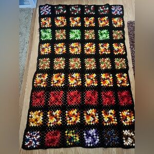 Granny Square Afghan Crochet Blanket Couch Throw Multicolor Square 66x44 Vintage